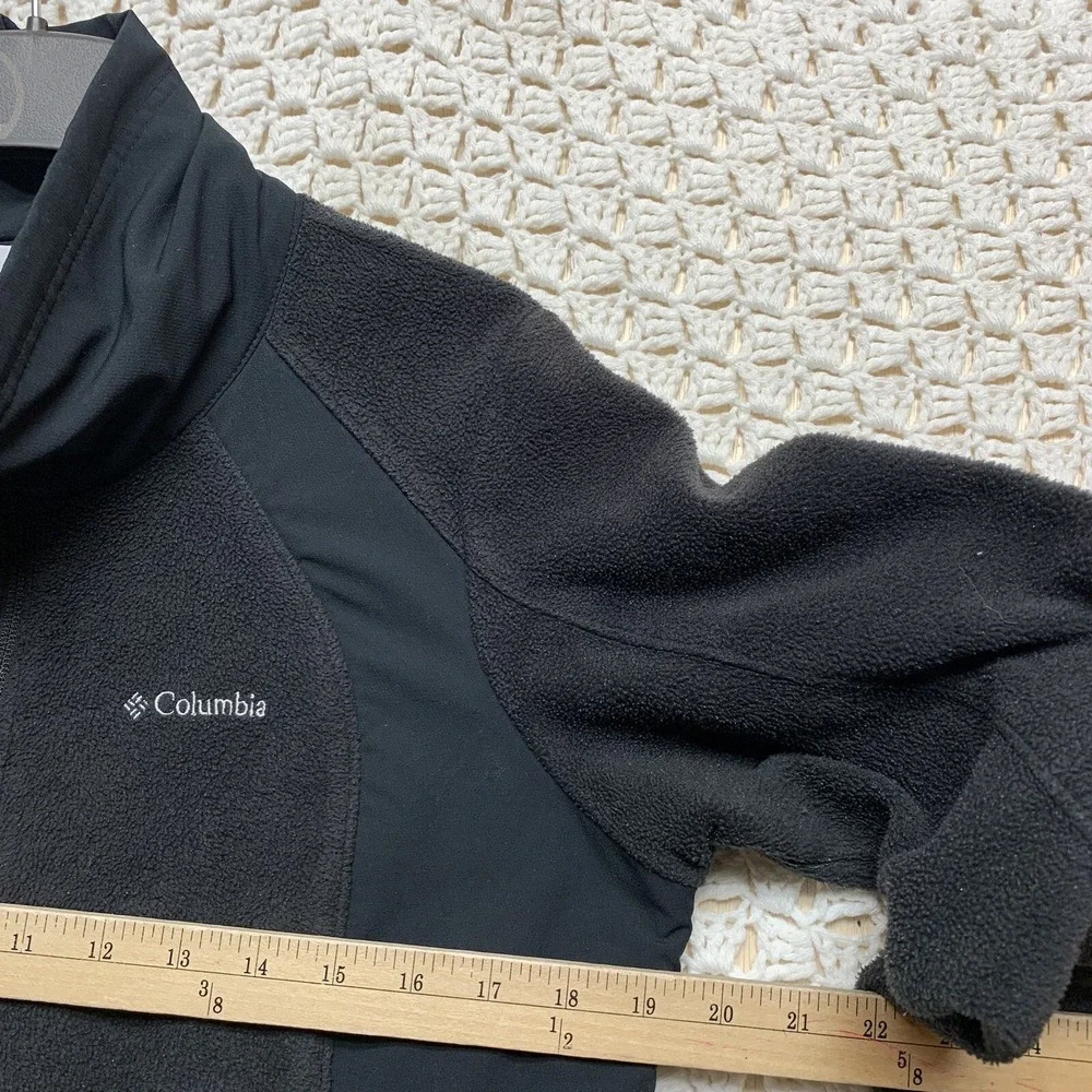 Columbia Women's Large Fleece Jacket‎ Full Zip Pockets Black Bull Embroidery